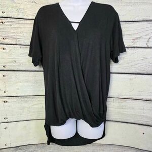 American Eagle Black Wrap Style Top M
